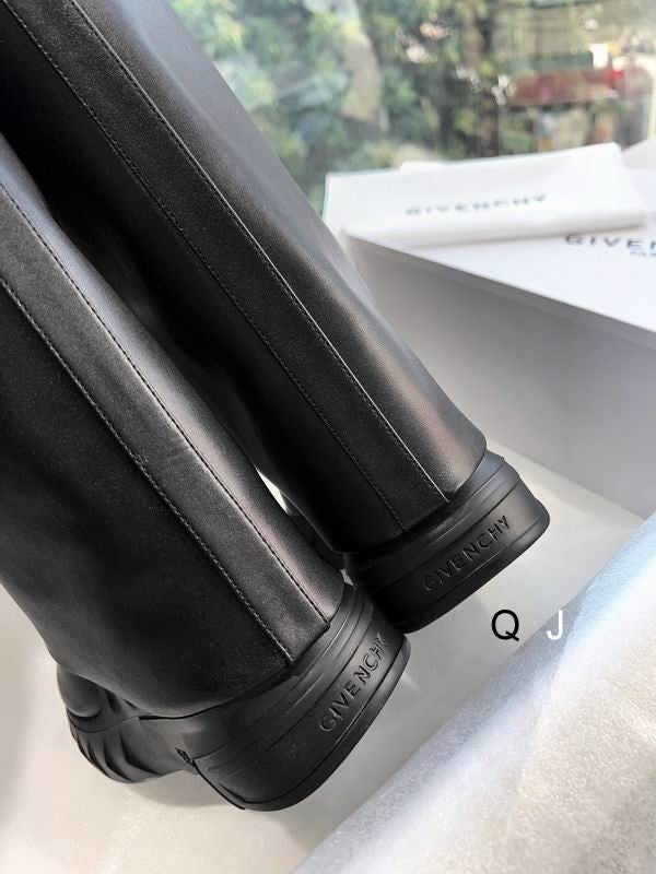 Leather Platform Knee Boots