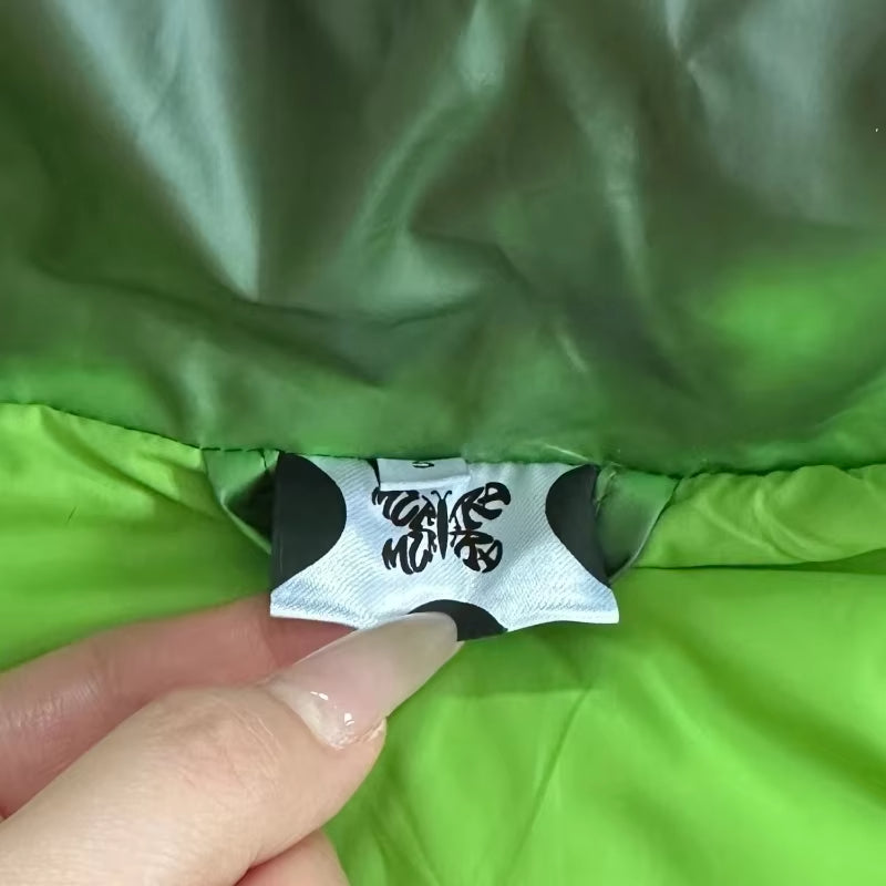 Hooded Glossy Puffer Jacket – Green