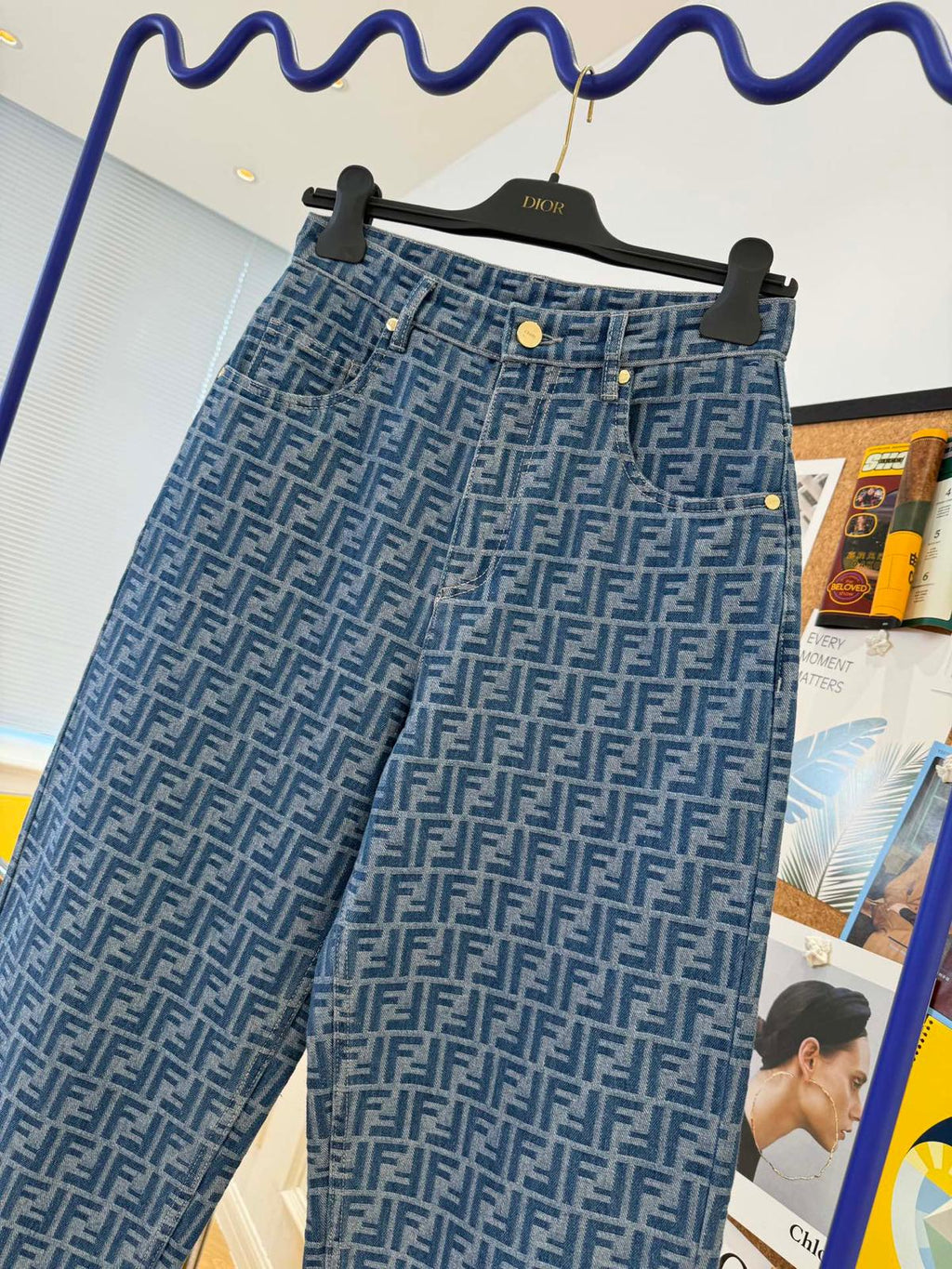 Monogram Pattern Denim Jeans