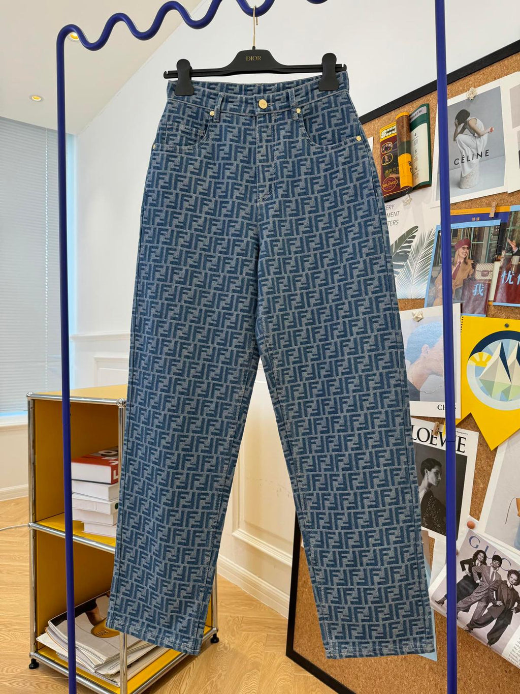 Monogram Pattern Denim Jeans