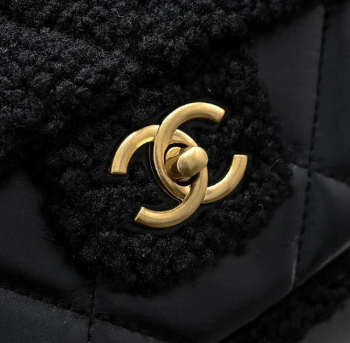 Black Leather Quilted Shoulder Bag