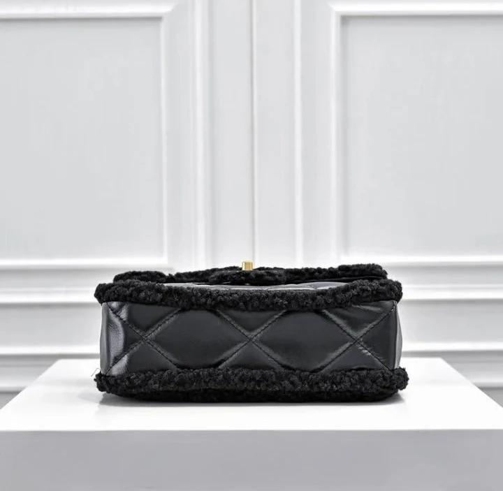 Black Leather Quilted Shoulder Bag