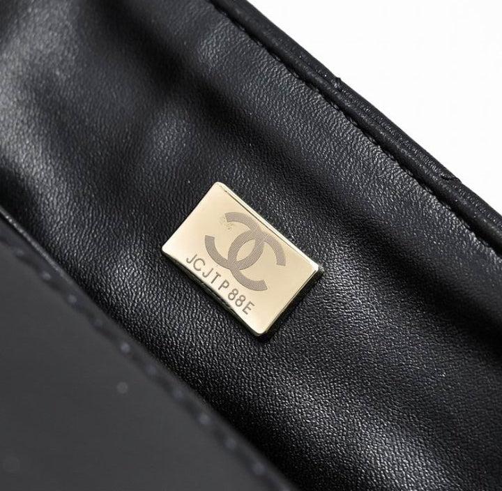 Black Leather Quilted Shoulder Bag