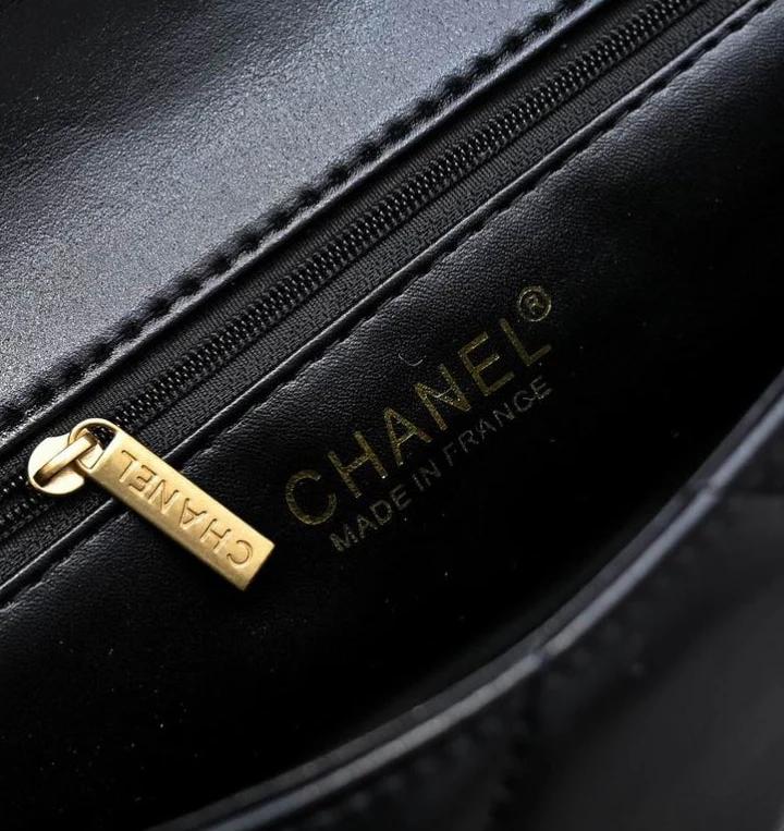 Black Leather Quilted Shoulder Bag