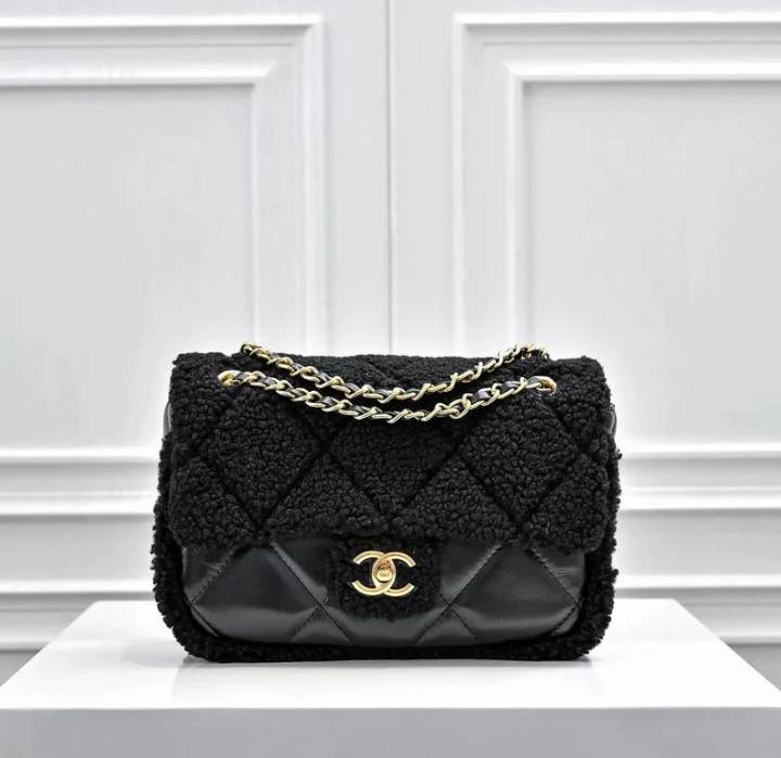 Black Leather Quilted Shoulder Bag