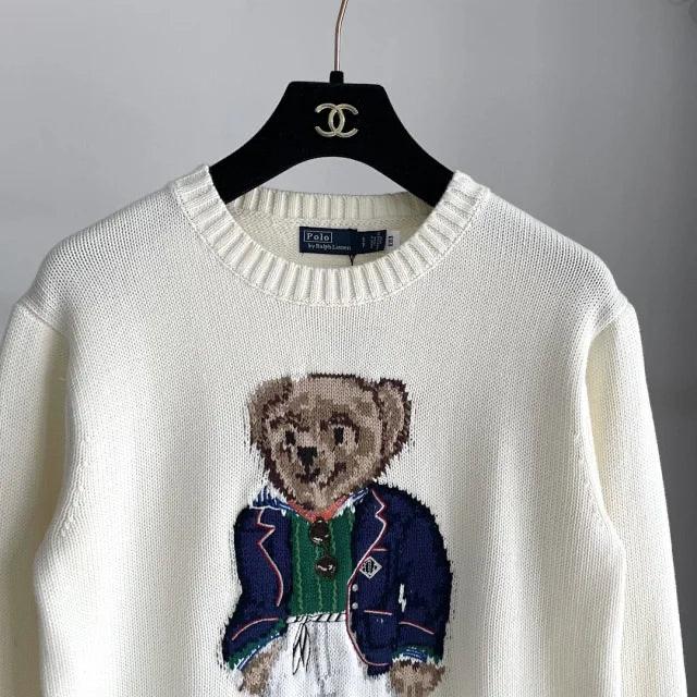 Cream Blazer Bear Knit Sweater