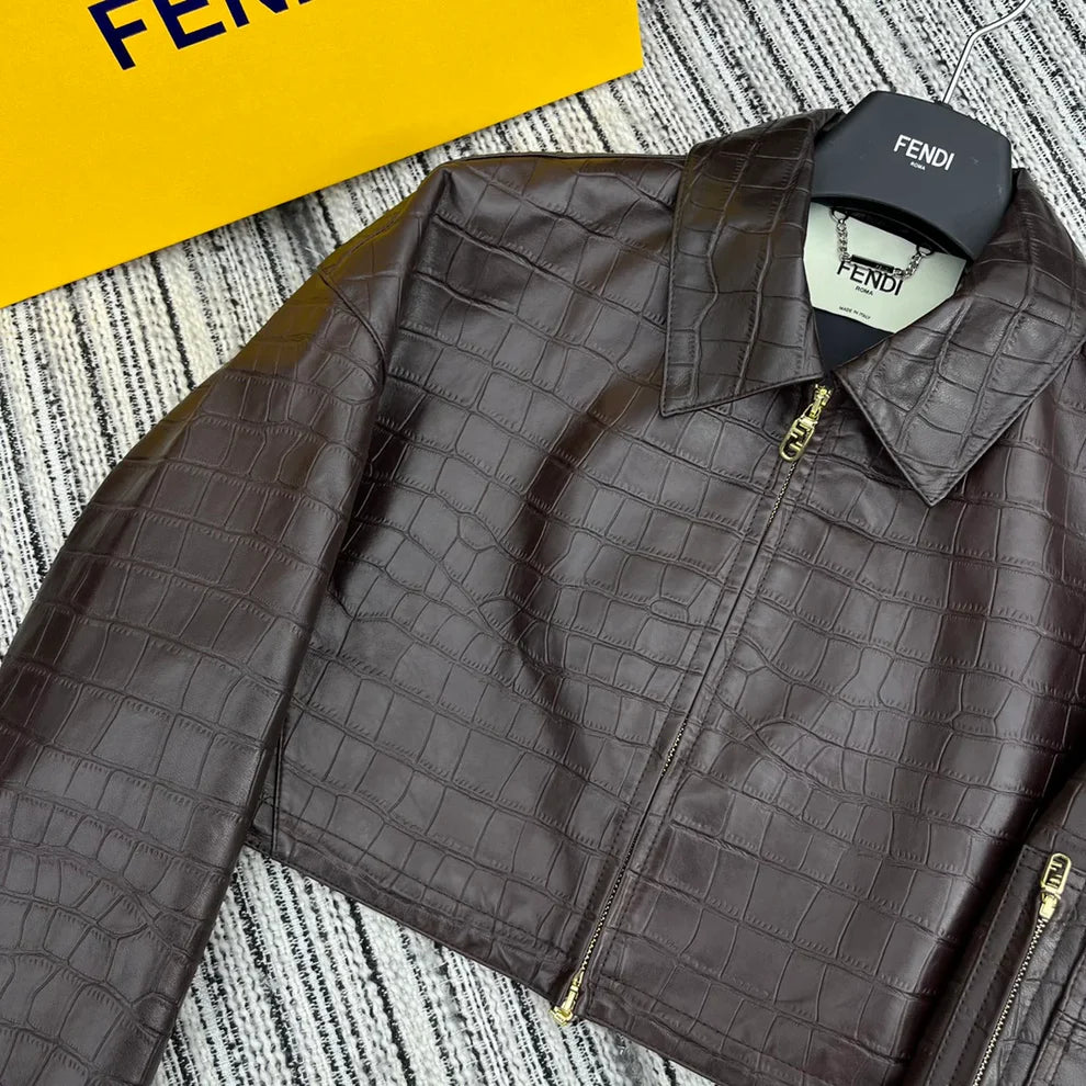 Crocodile pattern lambskin jacket